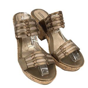 Croft & Barrow Metallic Margie Cork Slide Wedge Sandals
